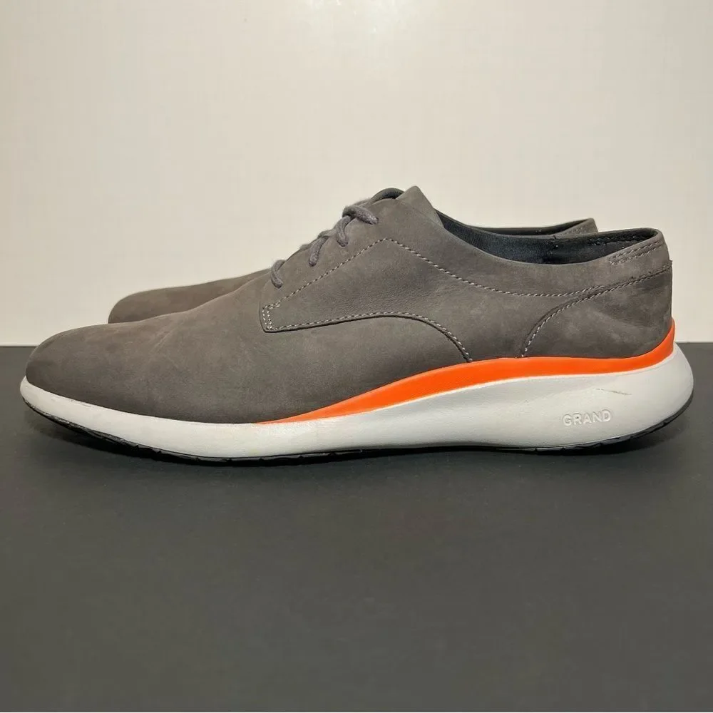 Mens COLE HAAN Grand Troy Gray Plain Oxford Shoes / Size 10 Medium